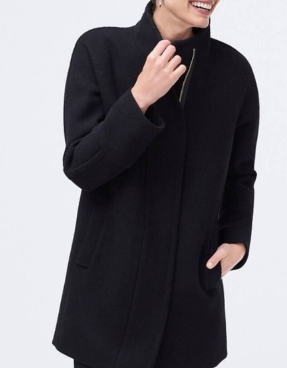 J. Crew City Coat Women's 20 Plus Black Wool Blend Zip Chic Winter Warm